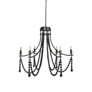 Selma Chandelier Black Wood | Black Metal