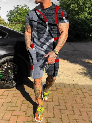 Street Fashion Geometry Pattern Printed Casual Suit