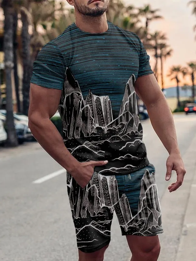Street Fashion Line Printed Casual Suit