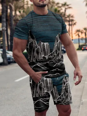 Street Fashion Line Printed Casual Suit