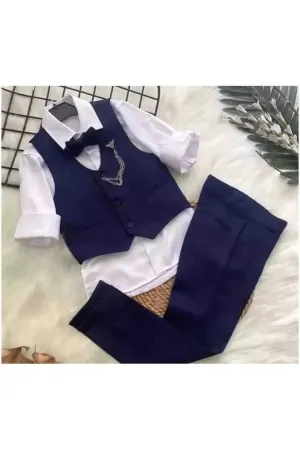 Terry Boy's Navy Blue Vest Suit