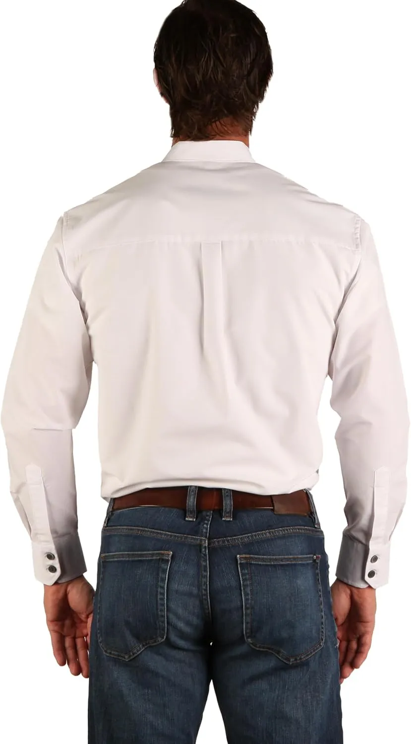 Traditional Irish Grandfather Shirt, Men's Casual Long Sleeve Button Down Poplin Style Dress Shirt with Band Collar