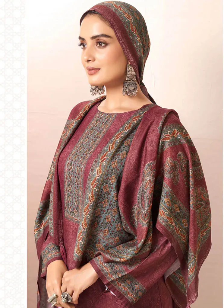 Unstitched Pashmina Winter Suit Dress Materials for Women