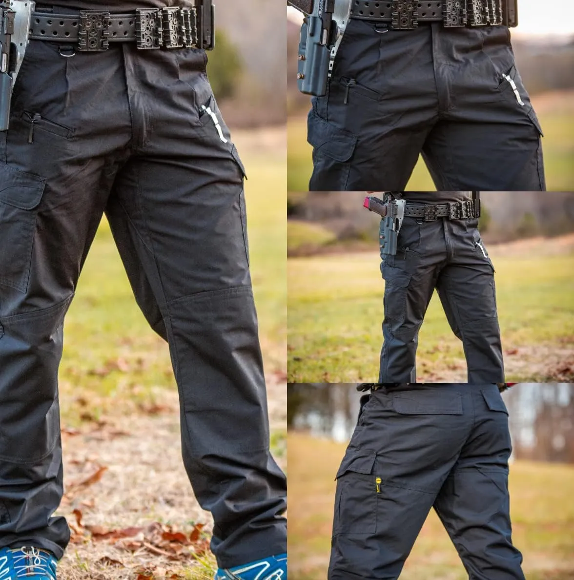 WHITEDUCK Men's Tactical Pants Ripstop Stretch Water Resistant with 13 Pockets Cargo Work Pants- Military Hiking Outdoor