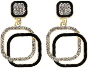 Women's Black Ear Clips Clip On Earrings Non Pierced Earrings for Brides, Bridesmaids, Prom and Wedding