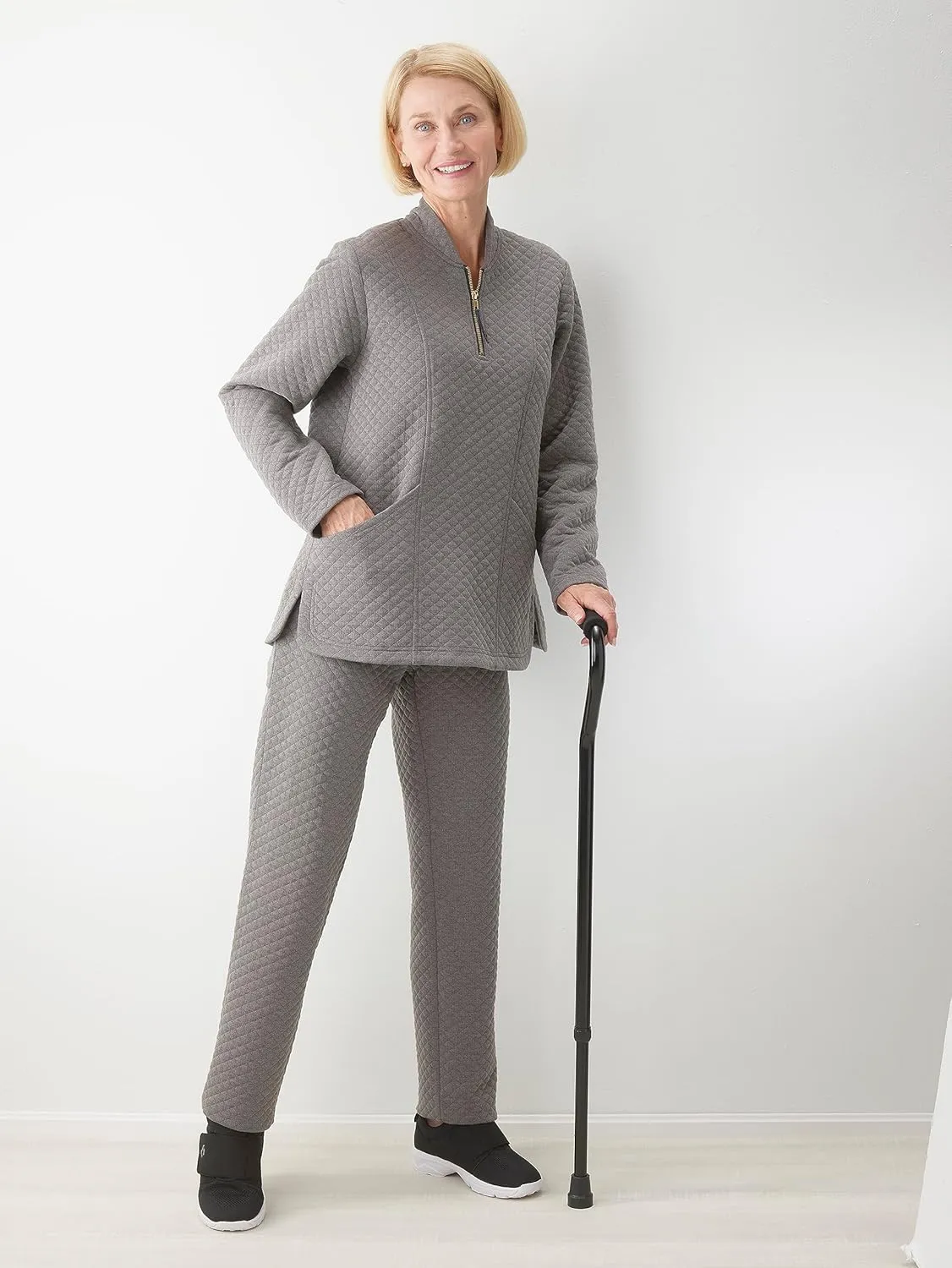 Womens Easy Dressing Open Back Adaptive Half Zip Tracksuit Top