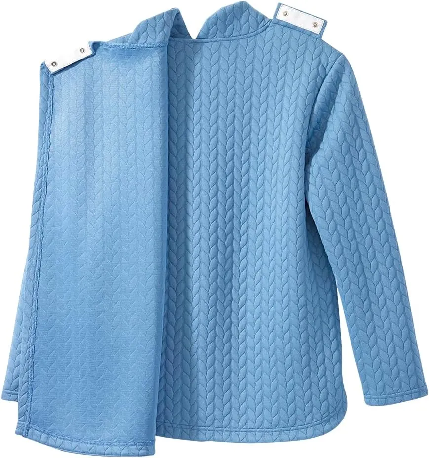 Womens Easy Dressing Open Back Adaptive Half Zip Tracksuit Top
