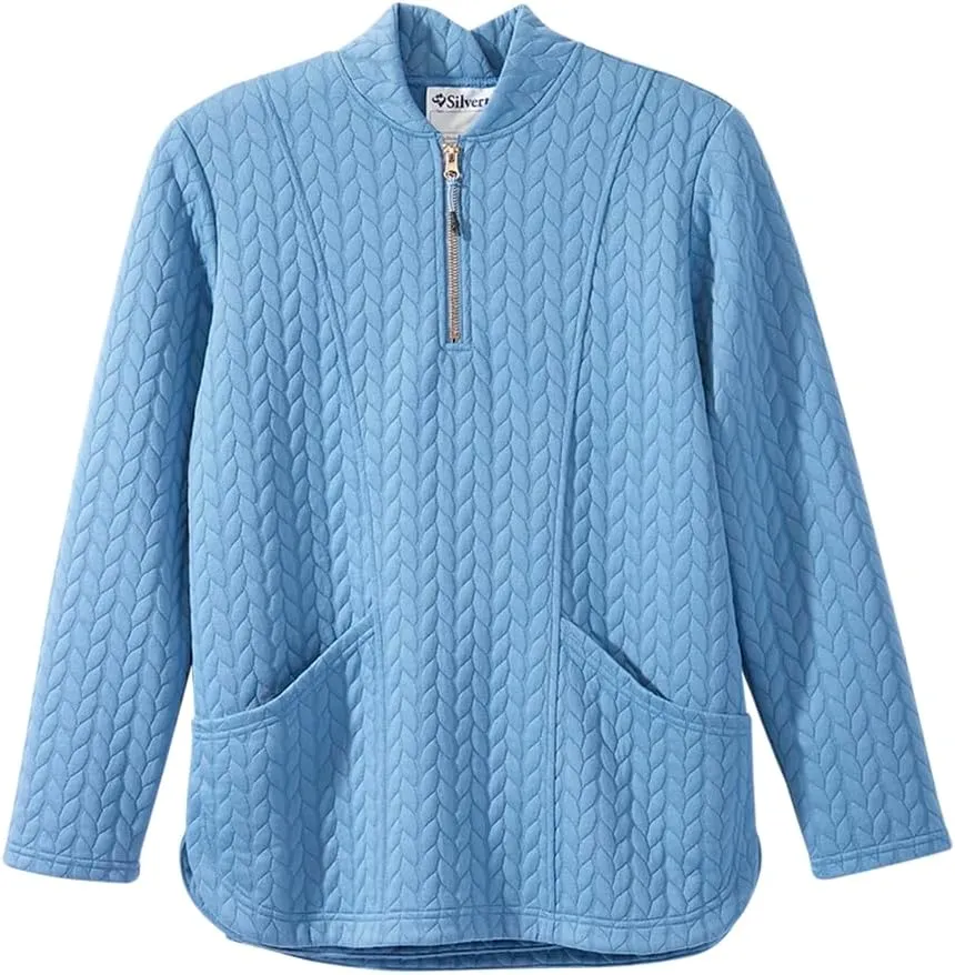 Womens Easy Dressing Open Back Adaptive Half Zip Tracksuit Top