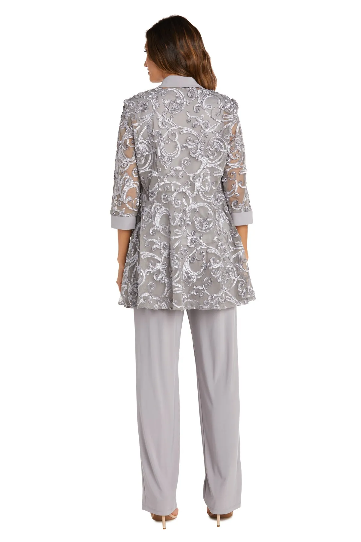 Women's Petite Sequin Jacket Relaxed-Fit Pant Set