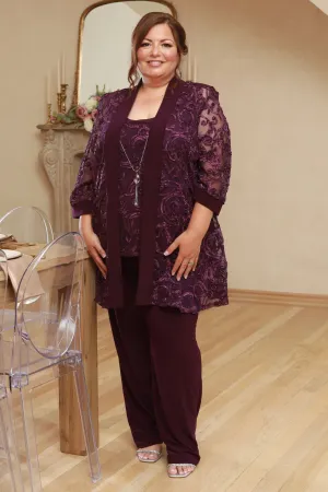 Women's Petite Sequin Jacket Relaxed-Fit Pant Set