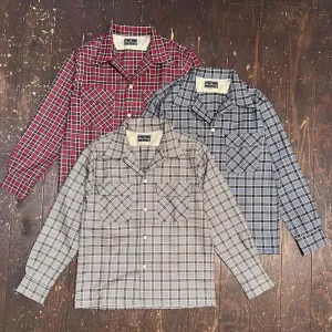 Wool Check 2 Flap Open Shirt