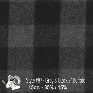 Wool Swatch - 87 - Gray & Black 2" Buffalo