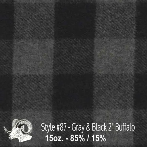 Wool Swatch - 87 - Gray & Black 2" Buffalo